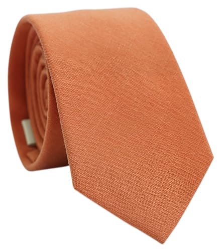 Image of BELLUNO Men's 2.5 inch Skinny Solid Cotton Linen Ties