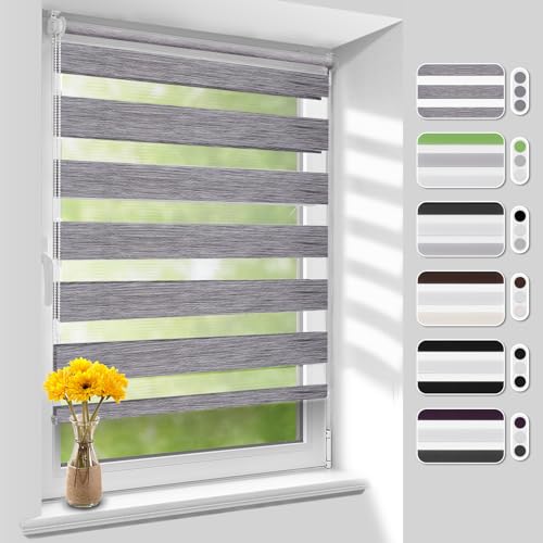 Homland Doppelrollo Klemmfix ohne Bohren B65 x H200 cm(Stoffbreite 60cm)...