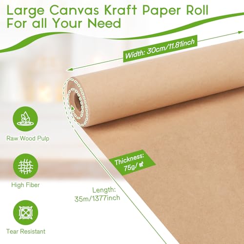 Euqvunn Papier Kraft, Naturel Recyclable, Rouleau 30cm x 35m, 75g/㎡ Résistant à la Déchirure, Papier Cadeau pour Emballage, Craft pour Remplissage de Vide et Emballage de Colis – vue 4