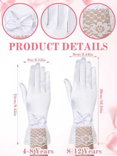 Geyoga 2 Pcs First Holy Communion Veil and Gloves Set 1st Holy Communion Accessories for Girls Wedding Party Costume3