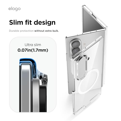 Image of elago Magnetic Clear Case for Samsung Galaxy Z Fold 8 Ultra Case | Compatible with MagSafe Charger, Strong Magnetic Power, Premium PC, Shockproof Bumper, Protective Cover (Magnetic Clear)
