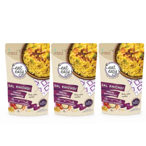 Image of Eat Easy Ready To Eat Dal Khichdi (92gm- Pack of 3) | Just Heat & Eat | High Protein & Fiber | Light on Stomach | No Preservatives | Instant Food for Travel, Hostel, Trekking, Camping, Hiking, Office