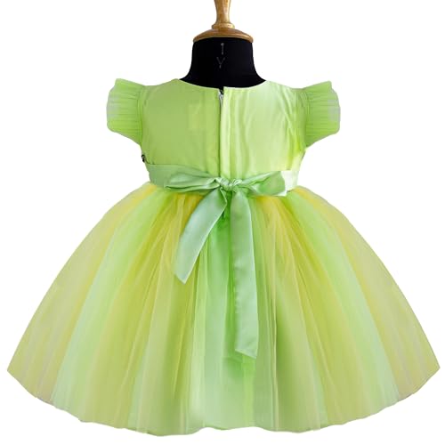 Image of Stanwells Kids Baby Girl Peacock Blue Net Frock Birthday Kids Dress for Girls Short Sleeve Flared Knee Length 6Months-8 Yeras