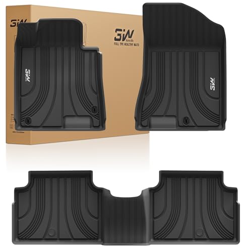 3W Floor Mats Fit Hyundai Sonata 2020-2025 (NOT for Hybrid)/Kia K5 2021-2025(Only for FWD Models) All Weather TPE Custom Fit Heavy Duty Waterproof Floor Liner Car Mats for 1st and 2nd Rows, 