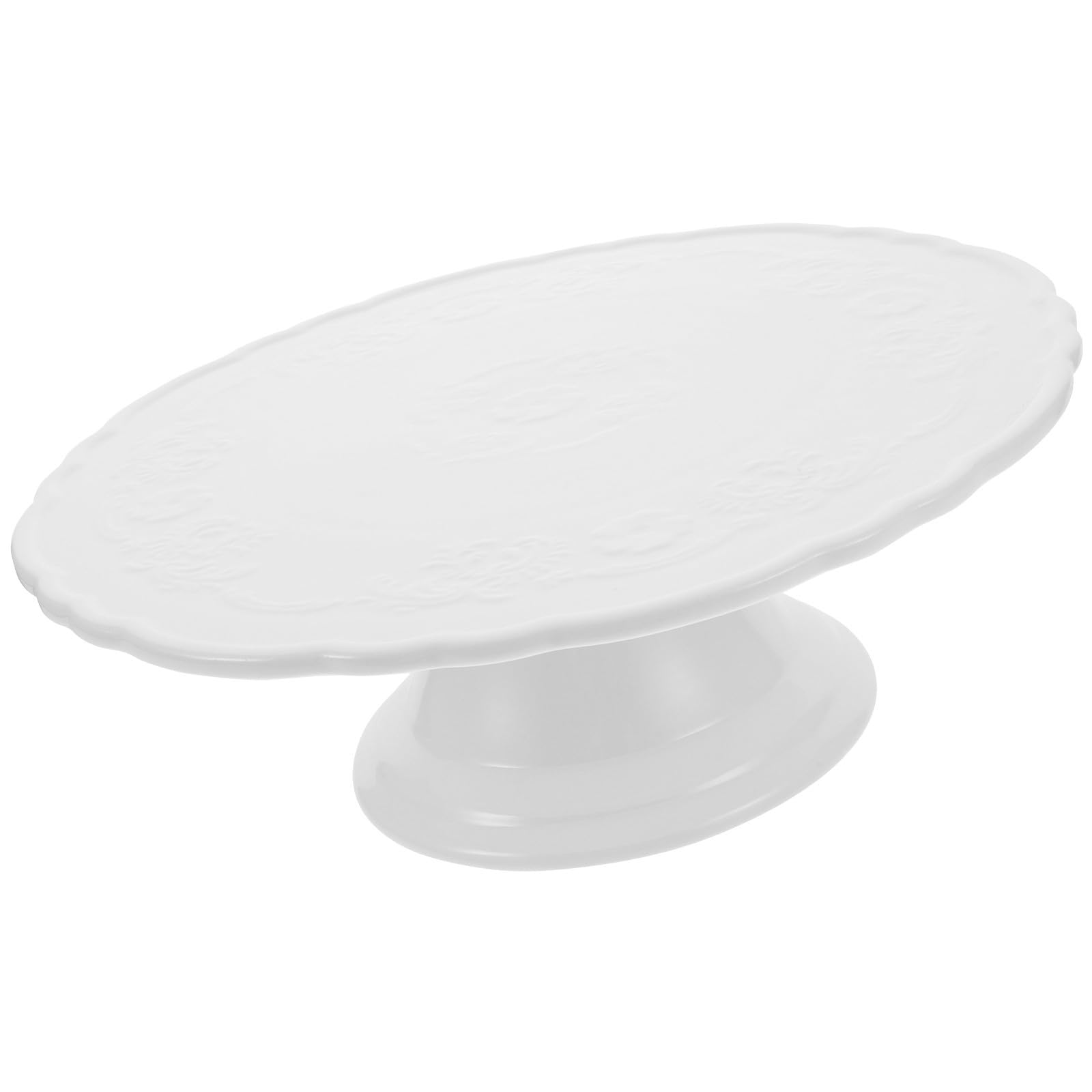 Alzatina per Dolci in Ceramica Bianca 28cm Rilievo | Piatto Alto per Dessert e Frutta, Uso Domestico e Lauree, Design Elegante