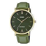 [カシオ] CASIO クオーツ メンズ 腕時計 MTP-VT01GL-3B ゴールド×グリーンレザーバンド 海外モデル [並行輸入品]