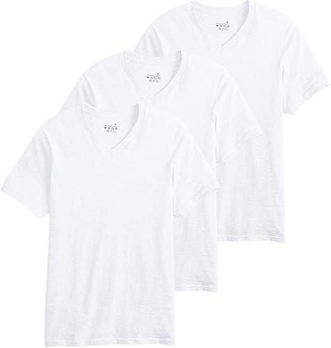 TZ Promise Paquete de 3 camisetas con cuello en V para hombre, 100% algodón, sin etiquetas, color blanco, camiseta ligera