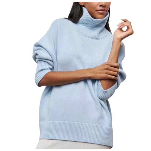 Women's Turtleneck Sweater Chunky Long Sleeve Knitted Pullover Plus Size Casual Trendy 2025 Fall Winter Basic Top