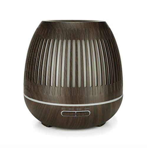 XARONF Humidifier, 400ml Portable Mini Aromatherapy Diffusers, Cool Mist Vaporizer Humidifier, 7 LED Light Color, for Home Office Bedroom Travel (Color : Dark Wood Grain)