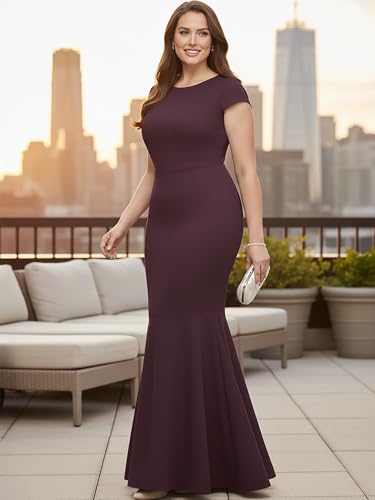 Image of KOH KOH Womens Long Cap Sleeve Fishtail Formal Evening Cocktail Maxi Dress