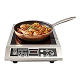 Induktionskochplatte 3500W, Ein-Kochfeld mit 10 Leistungsstufen, 80–300°C, 3H Timer, Überhitzungsschutz, 50kg Tragfähigkeit, IPX4, Schwarz, 42×35cm
