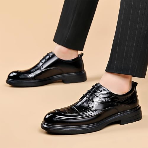 New Men's Leather Business Dress Shoes, Thick Sole Fashion Lace-Up Trendy Shoes, Comfortable for Wedding & Office, Ideal for Men4