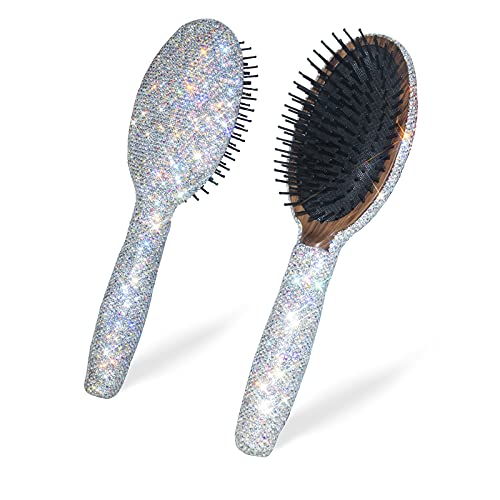 Brosse à cheveux strass blanche de prestige pour un démêlage parfait