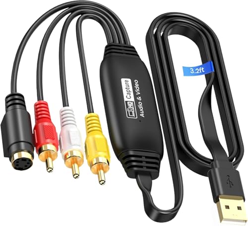 Image of MICROWARE VHS to Digital Converter 1080P,USB Video Capture Card Device,RCA to USB,Converter VHS to Digital,Video Converter for VHS VCR Hi8 Mini DV to Digital,for Tape Player Camcorder PC TV DVD Mac