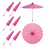 MECCANIXITY ペーパー傘 6個 8インチ DIY 油彩紙 ペインティング 傘 写真撮影 小道具 クラフト パーティー 結婚式 装飾 ローズレッド