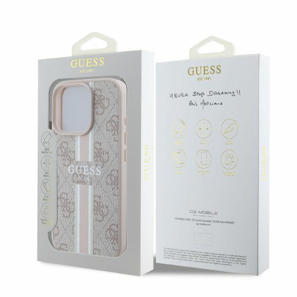 CG Mobile Guess Custodia Rigida Per IPhone 16 Pro - Rosa Con Logo Grande