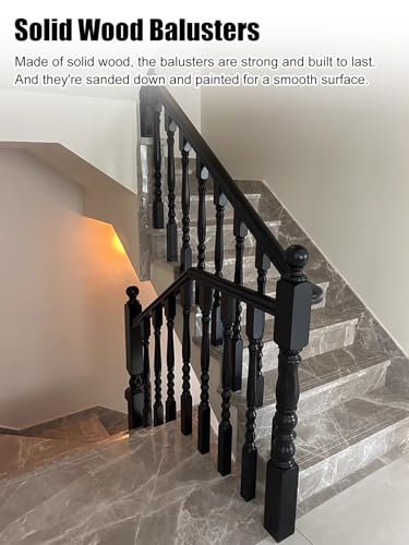 Balaustres decorativos de madera y postes negros para remodelación 2