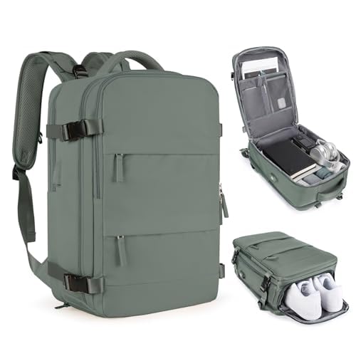 Mochila Viagem, Mochila Feminina Avião,40L Impermeável & Expansível,com Porta USB, Mochila Notebook Masculina Grande para Trabalho Casual Esportes Hiking Escolar Presente