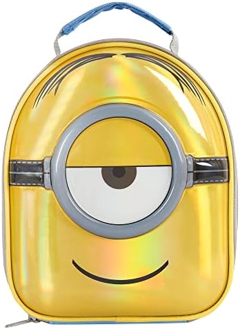 Despicable Me More Than A Minion 3D Insulated Kids Lunch Bag with Handle, Official Merchandise by Polar Gear,600D Polyester Food Cooler, Reusable Thermal Cool Bag, School Nursery Picnic, Blue/Yellow