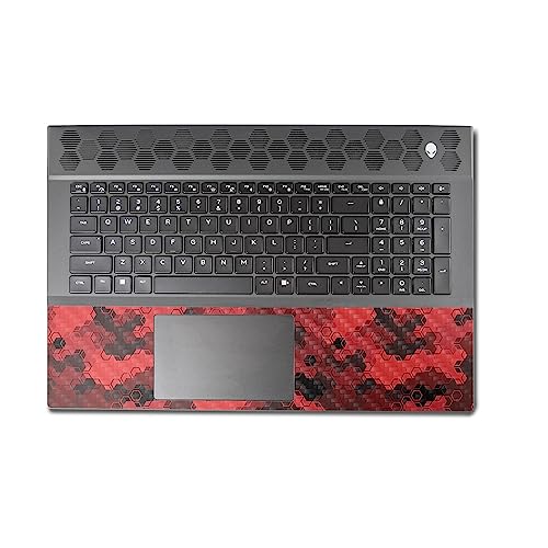 Image of MightySkins Carbon Fiber Skin Compatible With Alienware M18 R1 (2023) Full Wrap Kit - Red Hexa Camo | Protective, Durable Textured Carbon Fiber Finish | Easy To Apply & Change Styles | Made in the USA