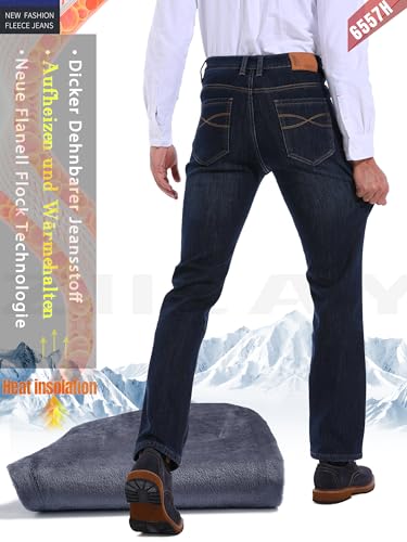ziilay Thermojeans Herren Thermohose Schneehose gefütterte Winterhose Winterjeans mit Fleece gefüttert Hosen 6557HBL32W30L