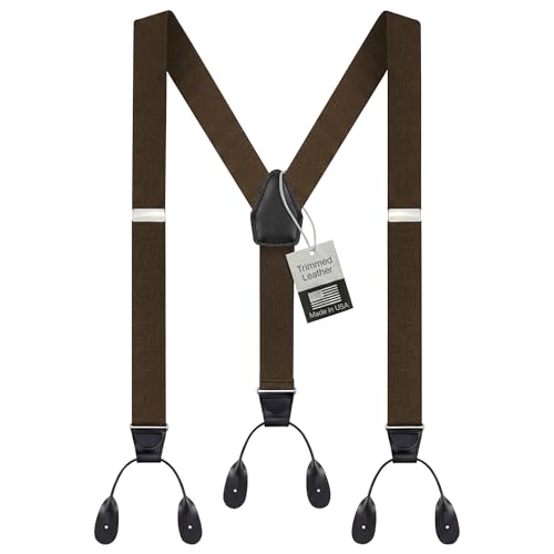 Image of HOLD'EM Tuxedo Button Suspenders for Men - Mens Dress Suspenders Formal | 100% Genuine Leather | Made in USA | Regular & Tall
