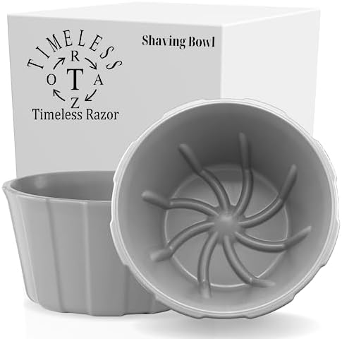TIMELESS RAZOR Gray Shaving Bowl w/Ridges - Mixes Mens Shaving Cream & Shaving Soap - Durable & Holds Heat Longer - Whip a Quick, Rich & Thick Lather - USA Made