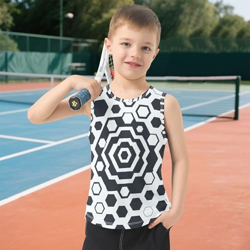 JUNZAN Black White Children Tshirts Tank Tops Sleeveless Toddler Vest Baseball Shirts for Gym Swim Beach Outdoor 3T 6