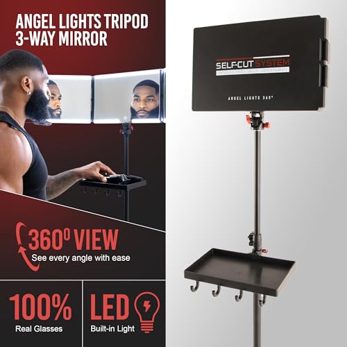 Self-Cut System Angel Lights Tripod - 3 Way Mirror for Self Hair Cutting - Includes Attachable Clipper & Trimmer Tray - Trifold Barber Mirror - Adjustable Height & Brightness - Travel-Friendly by Self-Cut System - Image 5