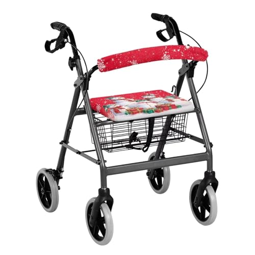 Uorisanigo Seat Cover for Rollator Walkers Cute Snowmen Christmas Decorations Rollator Walker Seat and Backrest Covers Washable Protection Decor Cover Rollator Accessories for Seniors