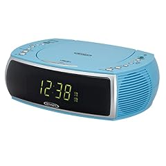 Jensen Sky Blue Modern Home CD Tabletop Stereo Clock Digital AM/FM Radio CD Player Dual Alarm Clock
