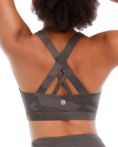 Image of RUNNING GIRL Sports Bras for Women,Padded Strappy Sports Bras Criss-Cross Back Medium Support Sports Bras with Removable Cups