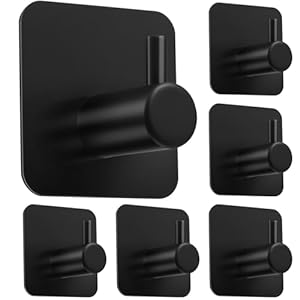 MIEWAA 6er Schwarz Selbstklebende Handtuchhaken