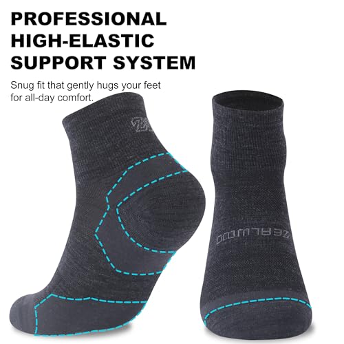 Image of No Show Athletic Socks, ZEALWOOD 3 Pairs Merino Wool Ultra-Light Running Tennis Golf Socks for Men Women