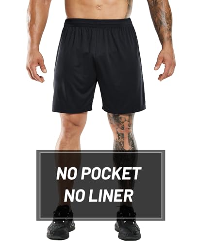 MIER Men's Soccer/Basketball/Athletic Shorts Without Pockets No Liner Running Workout Training, 3 Pack2