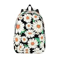 Daisy Flower Pattern Canvas Backpack Unisex Vintage Casual Rucksack Laptop Daypacks Satchel Hiking Camping Bag Schoolbag