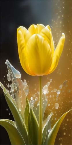 Fleurs Diamant Painting Kit Complet Tulipe Jaune Décoration Murale 5D