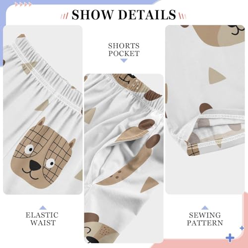 Boys' Pants Brown Cute Dog Long Bottoms Jogger Pants Elastic Waist Trousers with Pockets S-XL4