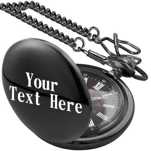 Image of Tiong Smooth Pocket Watch,Personalized Pocket Watch,Customized Watches for Men,Engraved Pocket Watches for Father's Day with Chain