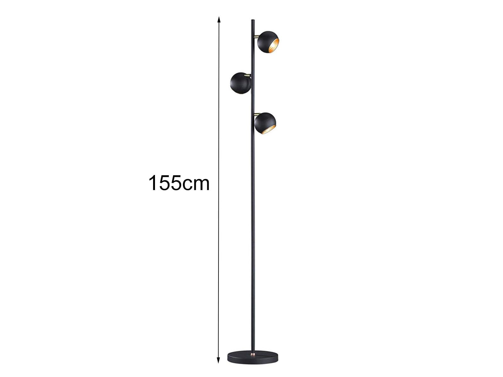 Trio Leuchten Dakota - Lampada a stelo, in metallo, colore: nero opaco/oro