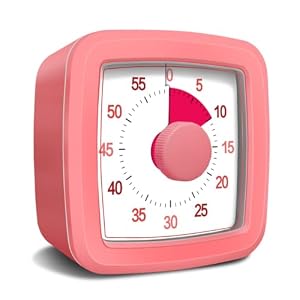 60 Minute Visual Timer for Kids and Adults, Non-Ticking 5.5 Inch Large Visual Countdown Timers for Classroom Desk, Kitchen Timer for Meeting, Working, Home and Cooking (Pink)