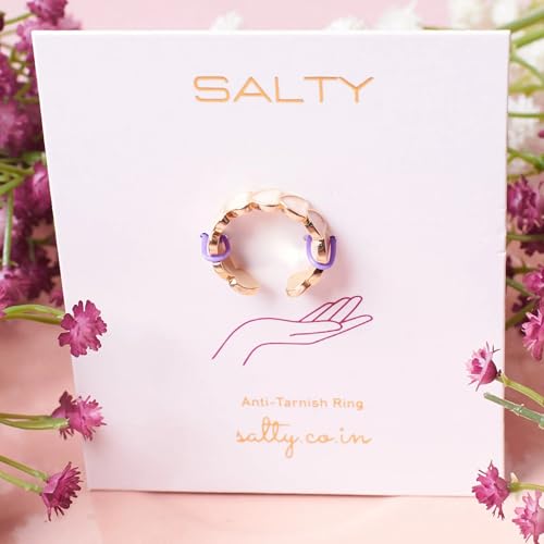 Image of SALTY Anti Tarnish Finger Ring for Women | Adjustable Fancy Jewellery Design | Fashion Accessories for Girls | Minimal Jewelry | Gift for Diwali, Christmas, Marriage, Birthday