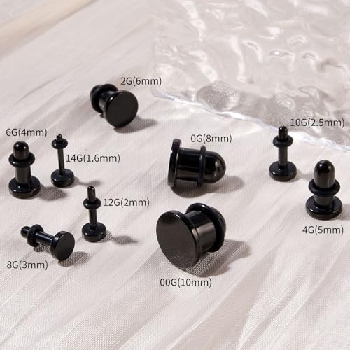 image for Longbeauty 18PCS 14G-00G Ear Stretching Kit Single Flat Top Gauges Plu