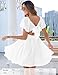Florboom Women's Sweetheart Knot Front Sexy Dress - Cute Flutter Sleeve Tie Back Mini Dress for Graduation, Wedding Guest, Bridal Shower & Summer Vacation - Double Lined A-Line Sundress (White, XL)