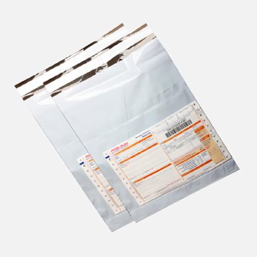 Image of Packaging material 6X8 inch x Pack of 100 | 52 Micron White Poly Bags Mailers with POD | Strong Adhesive Seal | Pouch| packaging materials for small business | Courier Bags | Plastic Pouch