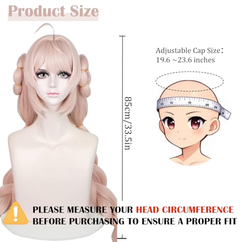 Image of LABEAUTE Pink Cosplay Wig for Men Woman Braided Cosplay Wigs with Bangs and Clips Anime Heat Resistant Hair for Party and Halloween