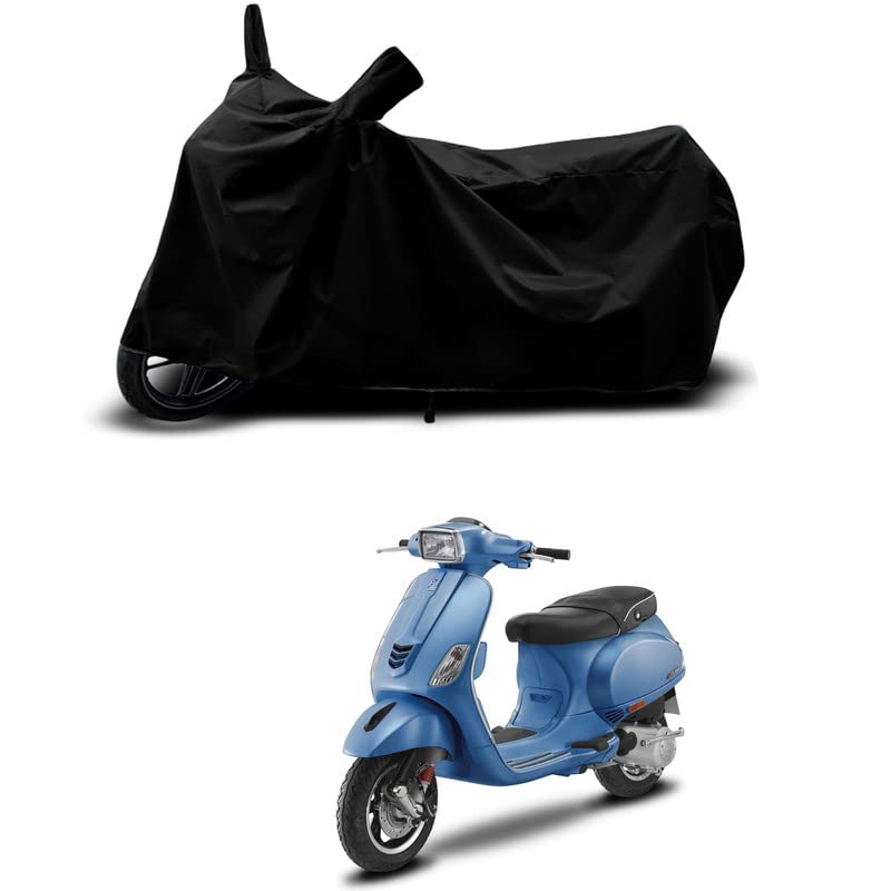 Image of 100% Scratchproof /UV-Rays /Heat Protection /Birds Dropping /Water Resistant /Dust Proof /Waterproof /Full Bike Scooty Two Wheeler Body Cover Compatible for Vespa SXL 150 All Varients[Black]