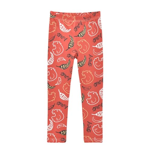 Spicy Chili Girls Leggings,Workout Leggings for Girls Toddler Athletic Leggings Size for 3-10T