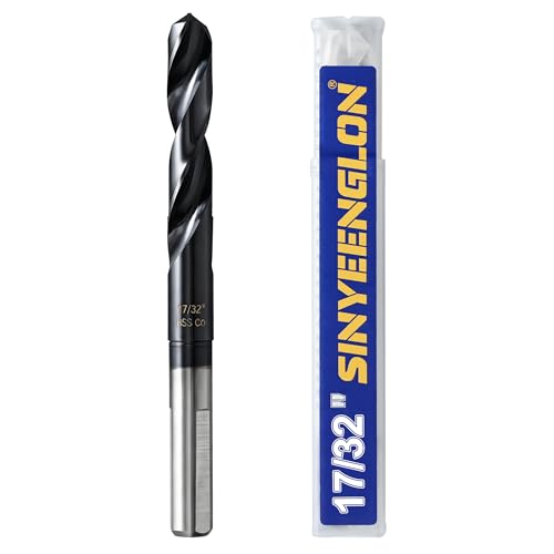 17/32 Drill Bit for Metal and Hardened Steel M35 Cobalt 1/2 Inch Reduced Shank Industrial Grade Heavy Duty Drill Bit with Index Storage Case