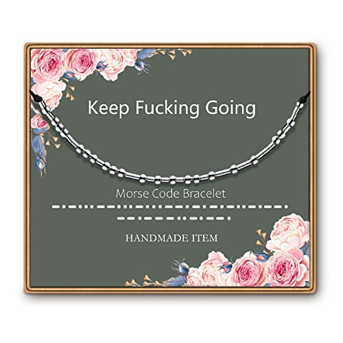 ASELFAD Keep Fucking Going Morse Code Bracelets for Women, Funny